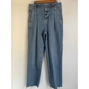 GARAGE Womens Light Wash High Waisted Pleated Denim Jeans Size 7